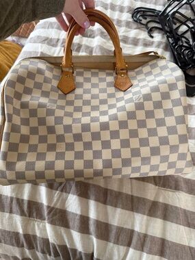 Louis Vuitton Damier Azur Speedy 30 Leather Top-Handle Bag